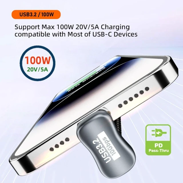 Alt view image 2 of 7 - chenyang USB C to C Cable USB 3.2 Type C 10Gbps 100W Male to Male U Shape Angled Extension Data Cable 1.0M