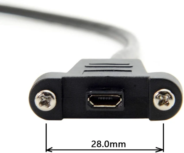 Alt view image 7 of 7 - cablecc Micro USB 5Pin Male to Female Extension Panel Mount Type Cable with Screws 50cm