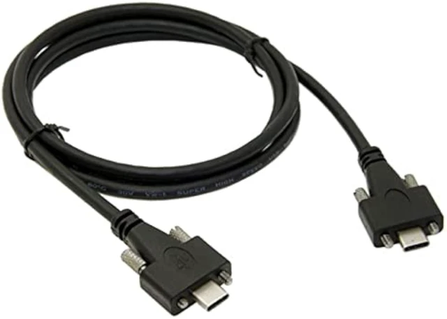 Main image of cablecc USB 3.1 Type-C Dual M2 Screws Locking to Locking USB-C 10Gbps Data Cable Panel Mount Thumbscrews Type 200cm