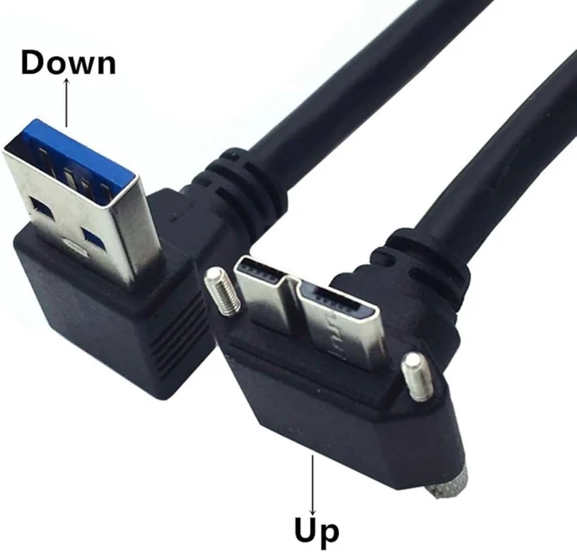 Alt view image 2 of 7 - chenyang 25cm USB 3.0 to Micro USB 3.0 90 Degree UP Angled Cable with Locking Screw Panel for Photography, Data Transfer