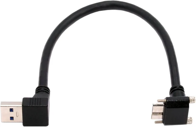 Alt view image 7 of 7 - chenyang 25cm USB 3.0 to Micro USB 3.0 90 Degree UP Angled Cable with Locking Screw Panel for Photography, Data Transfer