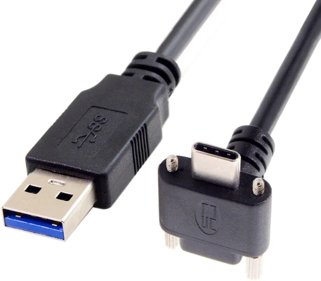 Main image of chenyang USB 3.0 to USB C 90 Degree Angled Data Cable with Panel Mount Screw for Industrial Camera 6.56FT/2.0M