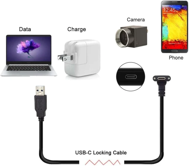 Alt view image 5 of 7 - chenyang USB 3.0 to USB C 90 Degree Angled Data Cable with Panel Mount Screw for Industrial Camera 6.56FT/2.0M