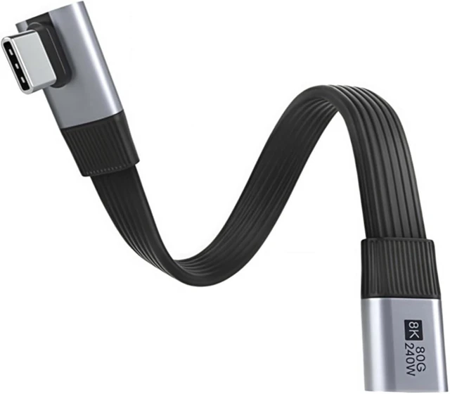 Main image of chenyang 7.87 Inch USB C Short Flat Extension Cable Support PD 240W/80Gbps/8K@60Hz Video/OTG Compatible with Thunderbolt3/4 90 Degree Low Angled