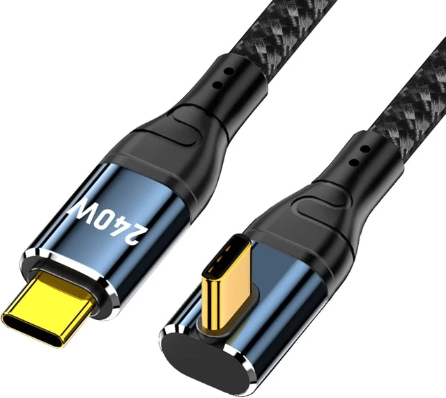 Main image of cablecc USB-C 240W 480Mbps 48V 5A Type-C Cable Compatible with USB2.0 100W Charging Low Profile Angled 90 Degree for Laptop Tablet 100cm