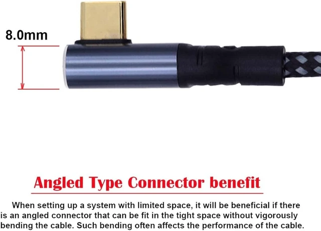 Alt view image 2 of 7 - cablecc USB-C 240W 480Mbps 48V 5A Type-C Cable Compatible with USB2.0 100W Charging Low Profile Angled 90 Degree for Laptop Tablet 100cm