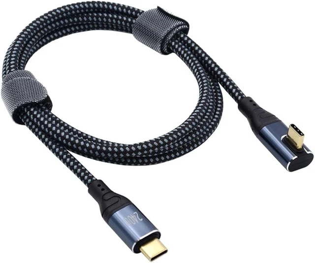 Alt view image 7 of 7 - cablecc USB-C 240W 480Mbps 48V 5A Type-C Cable Compatible with USB2.0 100W Charging Low Profile Angled 90 Degree for Laptop Tablet 100cm