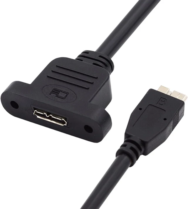 Main image of cablecc 5Gbps Micro USB 3.0 Male to Micro USB 3.0 Female Type-B Screw Mount Type Extension Cable 50CM