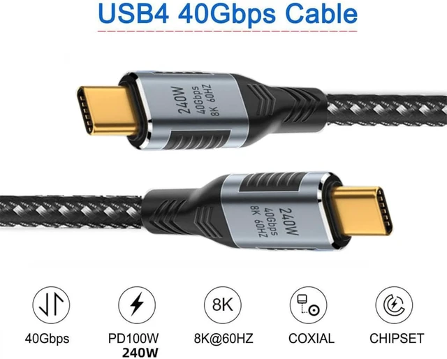 Alt view image 3 of 7 - cablecc 240W 40Gbps USB-C USB4 Cable USB3.1 100W 8K@60Hz 5K USB4.0 Compatible with USB4 50cm