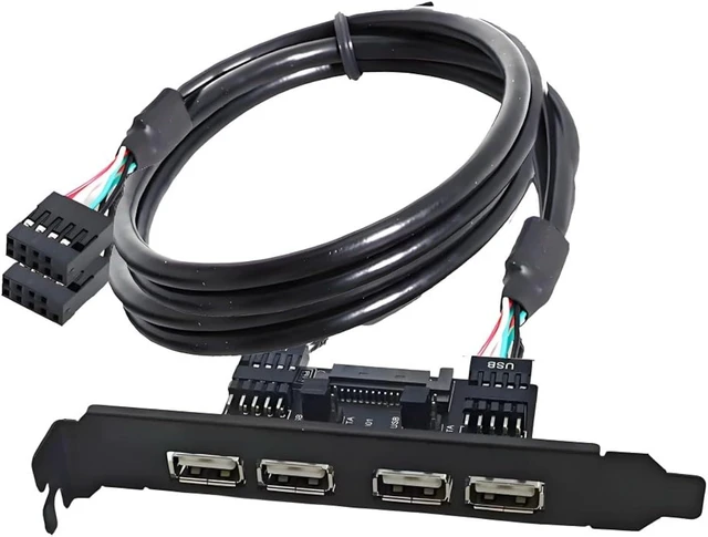 Main image of ChenYang 4 Port USB 2.0 Front Panel Header 9Pin 2 Male to 4 USB 2.0 Female Chassis Back Panel Port Extension Cable 30cm with 120mm PCI-E Slot Bracket