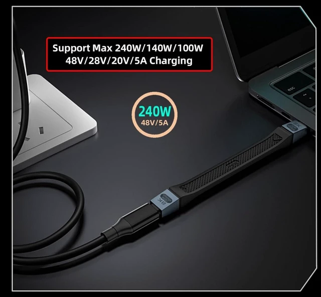 Alt view image 5 of 7 - cablecc 80Gbps 240W USB 5.0 Male to Male Flat Version with E-Mark Chip FPC Ribbon Cable 13CM Black