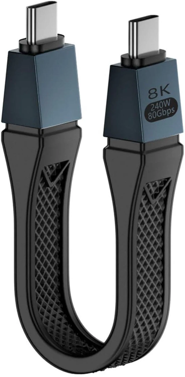 Alt view image 2 of 7 - cablecc 80Gbps 240W USB 5.0 Male to Male Flat Version with E-Mark Chip FPC Ribbon Cable 13CM Black