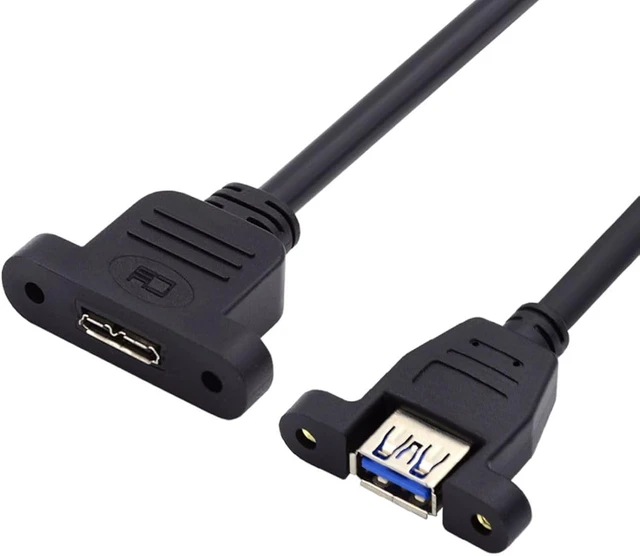 Alt view image 7 of 7 - chenyang USB 3.0 Micro-B Male to Female Screw Mount Type Extension Cable
