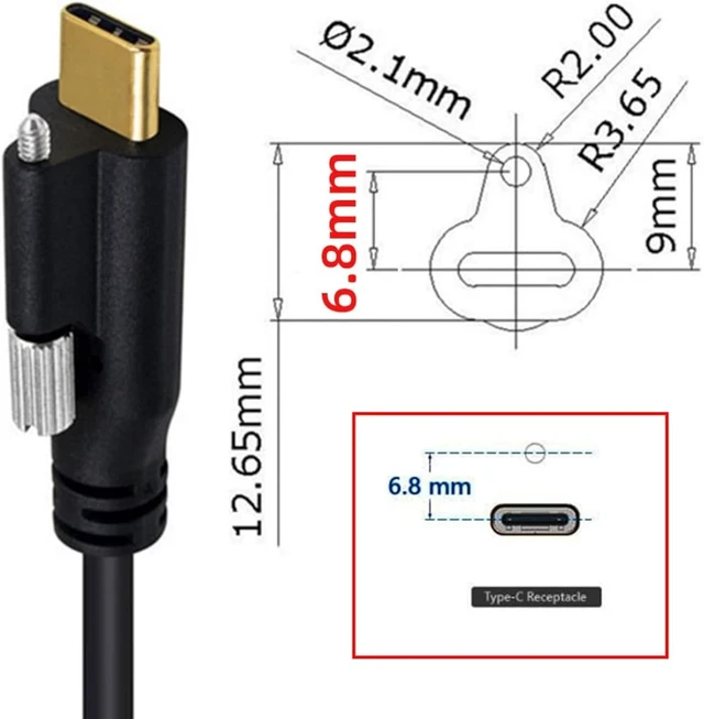 Alt view image 7 of 7 - chenyang 3.28FT USB C to C Cable,USB C 90 Degree Right Angled Extension Cable Supports 4K@60Hz 10Gbps Data Transmission and PD65W Fast Charging with Screw Spacing of 6.8/15.0 mm