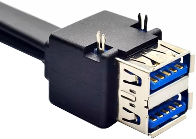 Alt view image 7 of 7 - chenyang 1.64FT USB 3.0 Front Panel Header 19/20Pin 1 Male to 2 USB 3.0 Female Mainboard Header Port Extension Cable Adapter can be Fixed