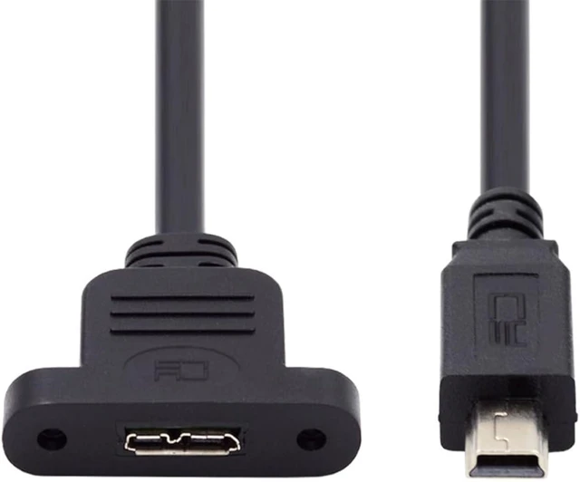 Main image of cablecc 480Mbps 5Pin Mini USB 2.0 Male to Micro USB 3.0 Type-B Female Screw Mount Type Extension Cable 50cm