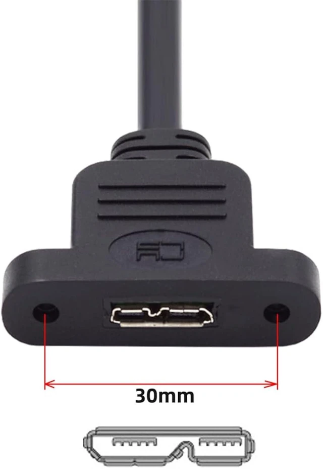 Alt view image 2 of 7 - cablecc 480Mbps 5Pin Mini USB 2.0 Male to Micro USB 3.0 Type-B Female Screw Mount Type Extension Cable 50cm
