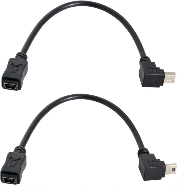 Main image of chenyang 2 Pack Mini USB Extension Cable USB 2.0 Mini USB 5Pin Male to Female 90 Degree Angled Data Power Extension Cable Adapter 0.2M