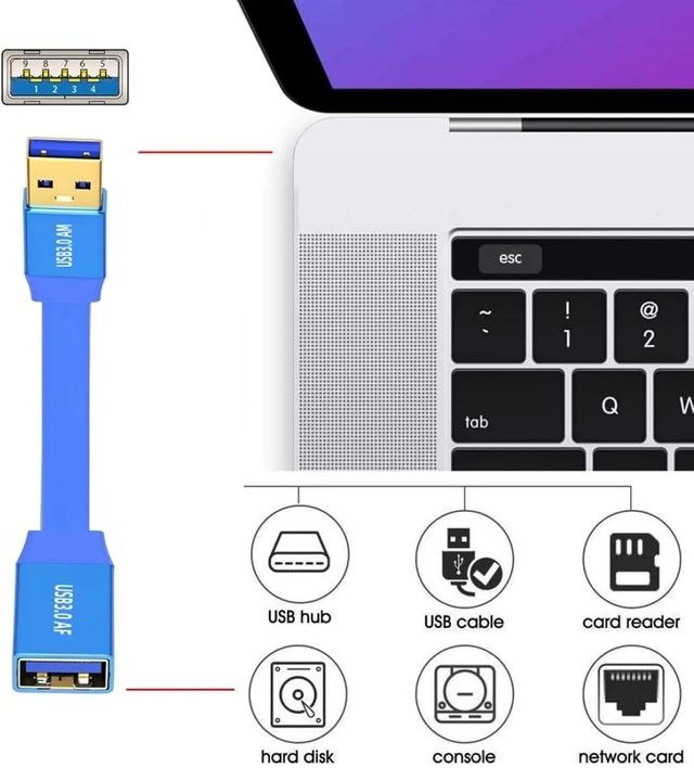 Alt view image 3 of 7 - chenyang USB 3.0 Flat Cable,USB 3.0 Male to Female Data Extension Cable 6.56FT/2.0M