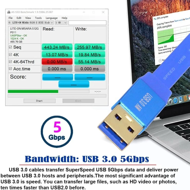 Alt view image 4 of 7 - chenyang USB 3.0 Flat Cable,USB 3.0 Male to Female Data Extension Cable 6.56FT/2.0M
