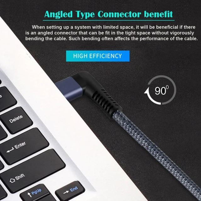 Alt view image 3 of 7 - chenyang USB C to C Coiled Cable USB 3.2 Type C 90 Degree Right Angled 20Gbps PD 100W 8K@60Hz Data Fast Charging Cable 6ft