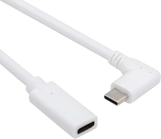Main image of cablecc 65W Fast Charge USB-C Extension Power Male to Female USB2.0 Data Cable 90 Degree Left Right Angled for Laptop Tablet Phone 17cm