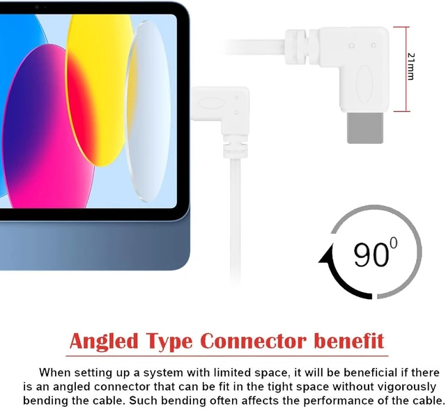 Alt view image 4 of 7 - cablecc 65W Fast Charge USB-C Extension Power Male to Female USB2.0 Data Cable 90 Degree Left Right Angled for Laptop Tablet Phone 17cm