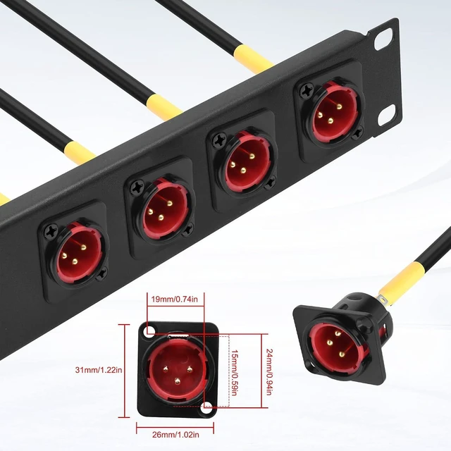 Alt view image 5 of 7 - XMSJSIY D-Type XLR to 1/4" TRS Pass Through Cable 3Pin XLR Male Panel Mount
