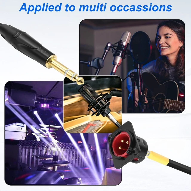 Alt view image 6 of 7 - XMSJSIY D-Type XLR to 1/4" TRS Pass Through Cable 3Pin XLR Male Panel Mount
