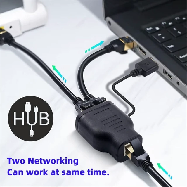 Alt view image 3 of 7 - cablecc 100Mbps UTP STP RJ45 8P8C Plug to Dual RJ45 HUB Splitter Network Ethernet Switcher Adapter