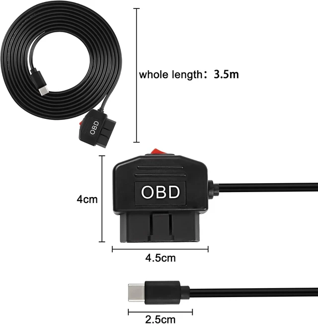 Alt view image 2 of 7 - XMSJSIY OBD Power Cable for Dash Camera Type C OBD2 Power Adapter Hardwire