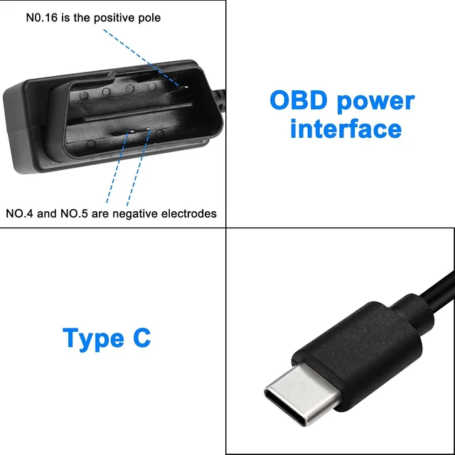 Alt view image 3 of 7 - XMSJSIY OBD Power Cable for Dash Camera Type C OBD2 Power Adapter Hardwire