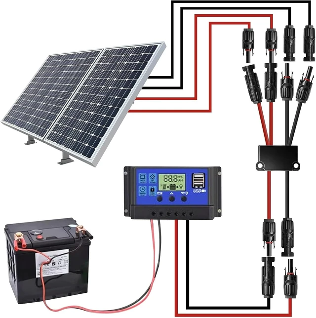 Alt view image 6 of 7 - XMSJSIY Solar Panel Y Branch Connector Parallel 2 to 4 Splitter Adapter