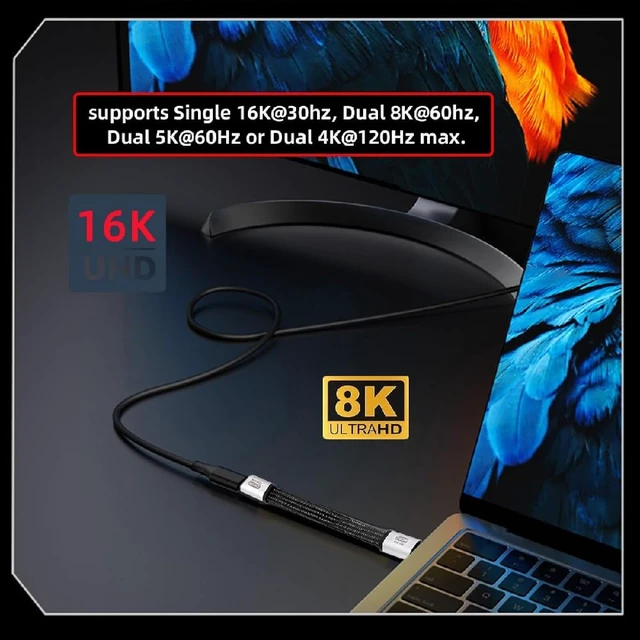 Alt view image 7 of 7 - cablecc USB4.0 Gen4 80Gbps Flat Slim FPC Cable Magnetic Connector with 240W and 16K@30hz 8K 5K@60Hz 18cm Compatible with Thunderbolt3/4/5