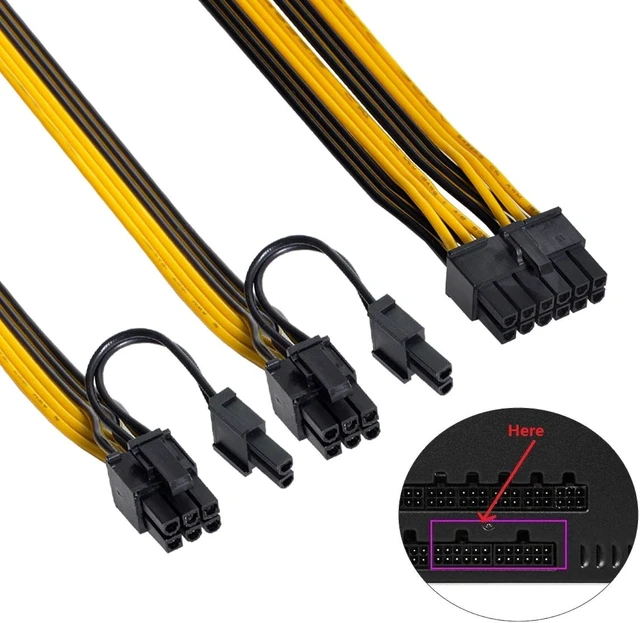 Alt view image 3 of 7 - Chenyang 12Pin to ATX Dual 8Pin & 6Pin Splitter GPU Graphics Card Modular Cable for 3080 3090 AX850 AX750 AX650 Card
