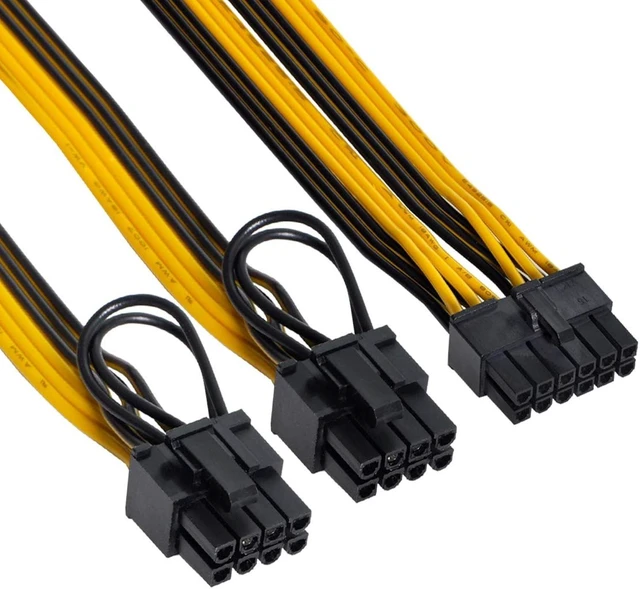 Alt view image 6 of 7 - Chenyang 12Pin to ATX Dual 8Pin & 6Pin Splitter GPU Graphics Card Modular Cable for 3080 3090 AX850 AX750 AX650 Card