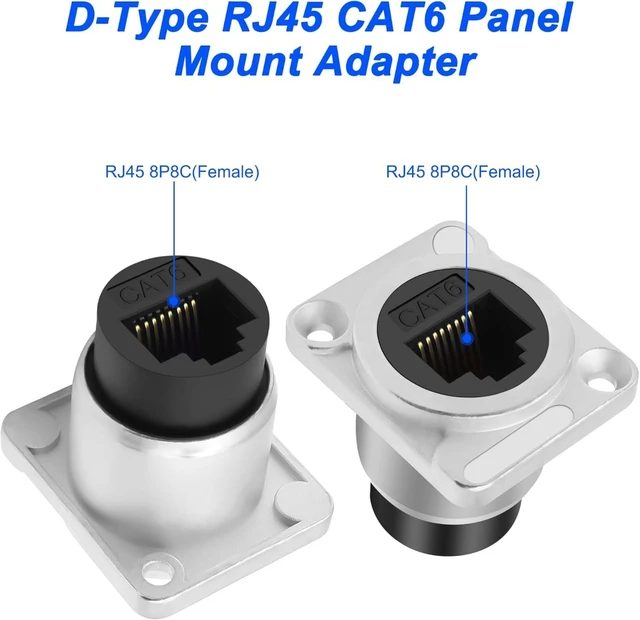 Alt view image 3 of 7 - XMSJSIY D-Type RJ45 CAT6 Panel Mount Adapter Female to Female-2PCS (Silver)