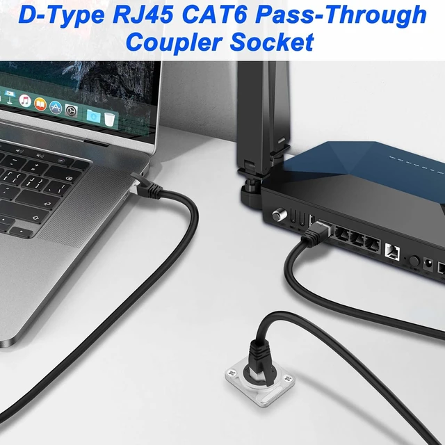 Alt view image 4 of 7 - XMSJSIY D-Type RJ45 CAT6 Panel Mount Adapter Female to Female-2PCS (Silver)