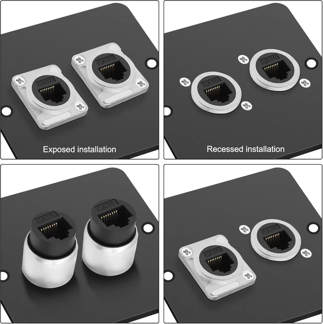Alt view image 6 of 7 - XMSJSIY D-Type RJ45 CAT6 Panel Mount Adapter Female to Female-2PCS (Silver)