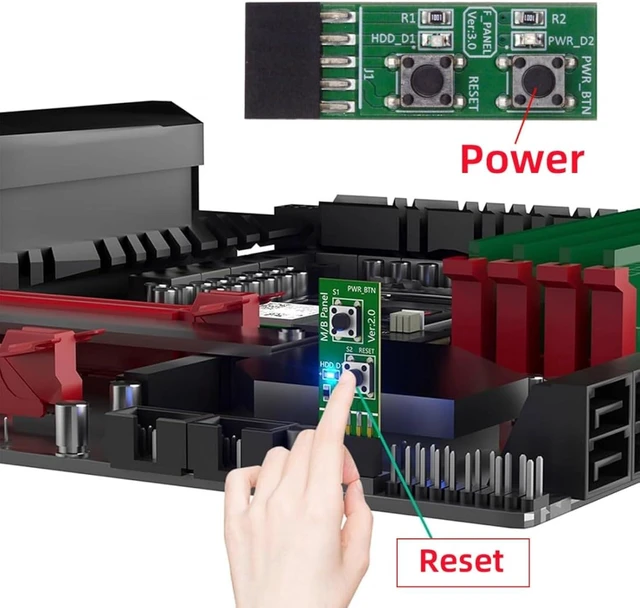 Alt view image 2 of 7 - ChenYang 10Pin Power/Reset Switch Mainboard Switch Test Board Adapter with Hard Drive LED for Desktop Computers with Win7/10/11