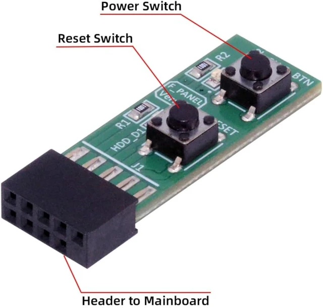 Alt view image 5 of 7 - ChenYang 10Pin Power/Reset Switch Mainboard Switch Test Board Adapter with Hard Drive LED for Desktop Computers with Win7/10/11