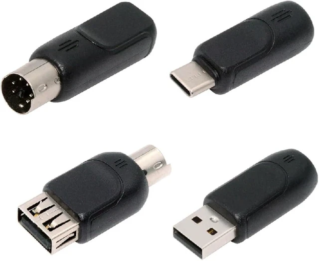 Main image of Cablecc 4pcs/lot Type-A Type-C USB 2.0 USB-C to 6Pin PS2 Keyboard PS/2 Mouse Male to Female Adapter Mini-Din