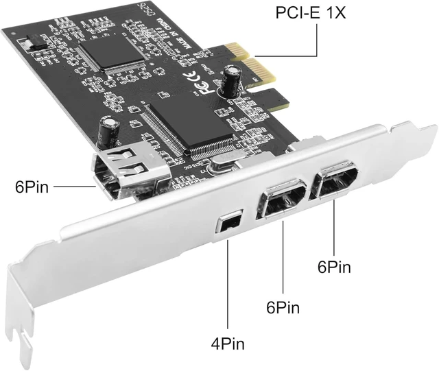 Alt view image 3 of 7 - XMSJSIY PCI-E 1X to 1394 Firewire Riser Expansion Capture Card Controller