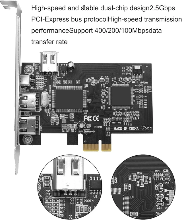 Alt view image 4 of 7 - XMSJSIY PCI-E 1X to 1394 Firewire Riser Expansion Capture Card Controller