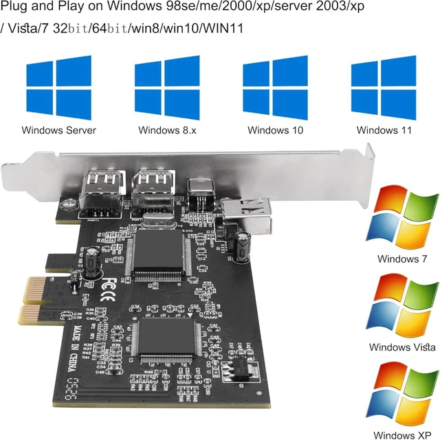 Alt view image 6 of 7 - XMSJSIY PCI-E 1X to 1394 Firewire Riser Expansion Capture Card Controller