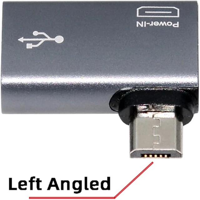 Alt view image 2 of 7 - cablecc Micro USB 2.0 to USB Standard Type-A Female OTG Host Adapter Left Angled 90 Degree with Micro USB Power for Phone Tablet
