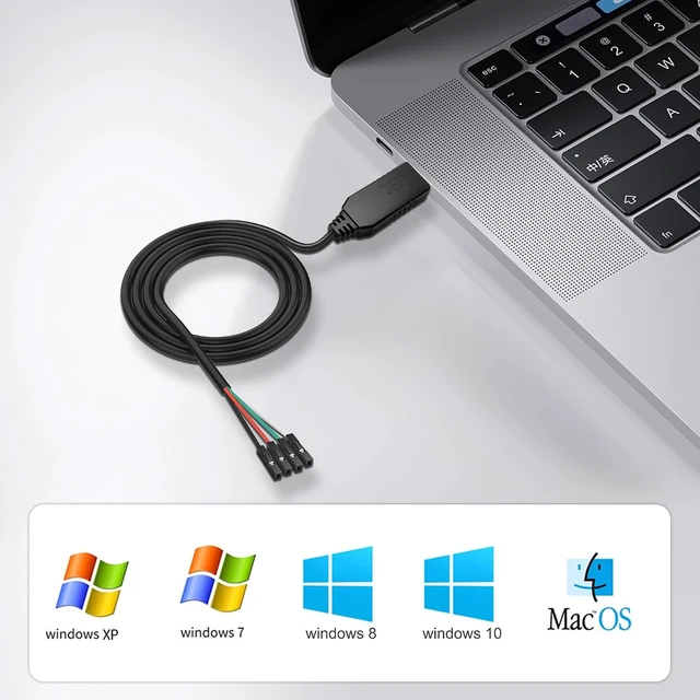 Alt view image 7 of 7 - XMSJSIY USB to TTL Serial Cable USB Type-A FTDI to 4pin TTL UART Module Data Download Cable Serial Converter Adapter Compatible with Windows - 1M / 3.28FT