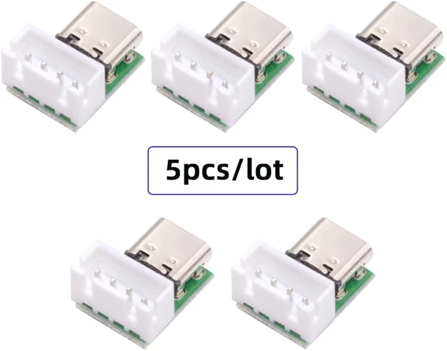 Alt view image 2 of 7 - cablecc 5pcs USB2.0 Pinout DC 5V Power DIY OEM Type C Female Socket Connector to 4Pin Pitch=2.54mm Wafer Socket Vertical