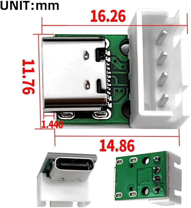 Alt view image 5 of 7 - cablecc 5pcs USB2.0 Pinout DC 5V Power DIY OEM Type C Female Socket Connector to 4Pin Pitch=2.54mm Wafer Socket Vertical