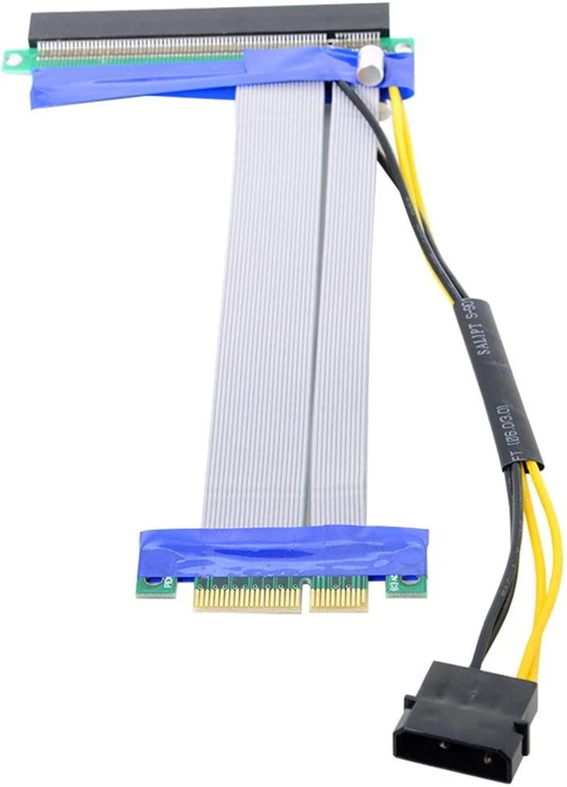 Main image of cablecc PCI-E Express 4X to 16x Flex Cable Extender Converter Riser Card Adapter with 4pin Power 15cm